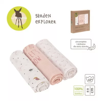Lassig Bambusowy Otulacz-Kocyk Garden Explorer limak 80x80 cm 3 szt.