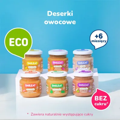 Smileat Deser z ekologicznymi brzoskwiniami i malinami po 6 miesi�cu 130 g Bio
