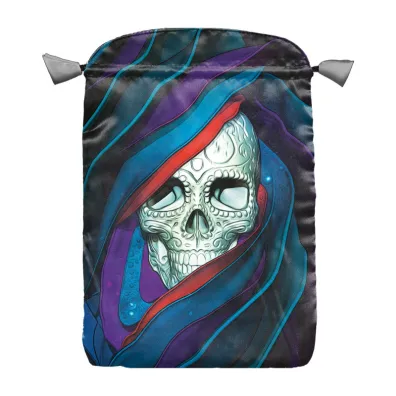 Satynowy woreczek na karty Tarota Santa Muerte Czaszka