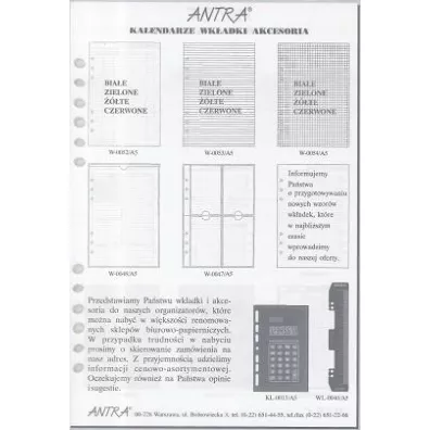 Antra Wkad do organizera A5 Bloczek