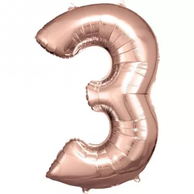 Amscan Balon foliowy cyfra 3 r�owe z�oto 58x86cm