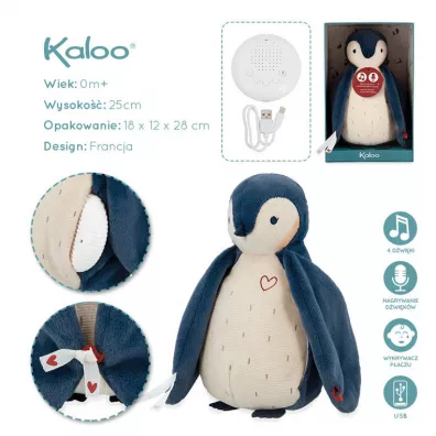 Kaloo Szumica przytulanka z rejestratorem gosu i detektorem paczu Pingwinek 25 cm w pudeku kolekcja Complices
