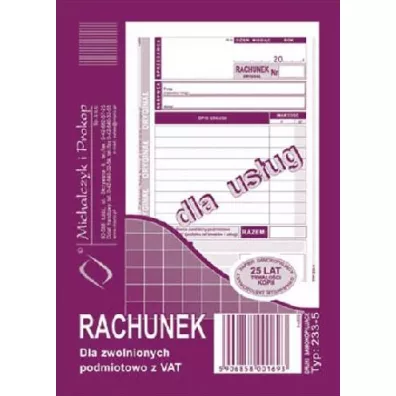 Michalczyk i Prokop Rachunek dla zwolnionych z VAT