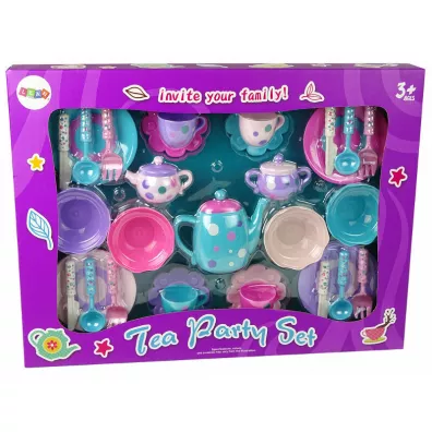 Leantoys Zestaw do herbaty, filianki, talerzyki, sztuce