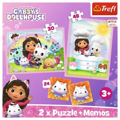 Puzzle + Memos 2w1 (24+30+48 el.) Gabi z kocim przyjacielem. Koci Domek Gabi Trefl