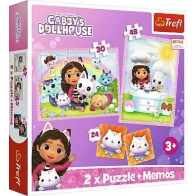 Puzzle + Memos 2w1 (24+30+48 el.) Gabi z kocim przyjacielem. Koci Domek Gabi Trefl