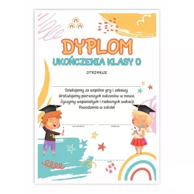 LearnHow Dyplom A4 uko�czenia zer�wki Plastyka 10 szt