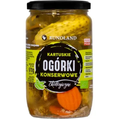 Runoland Og�rki konserwowe kartuskie 670 g Bio