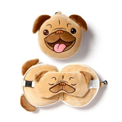Puckator Pluszowa poduszka podr�na z opask� na oczy Relaxeazzz - Mops