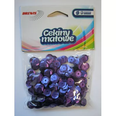 Cekiny matowe M90 fioletowe 8mm, 10g