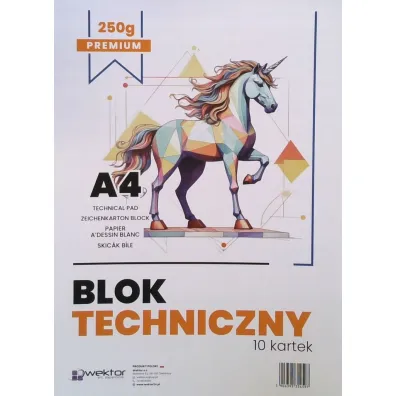 Blok techniczny A4 bia�y Wektor PREMIUM 250 g 10szt