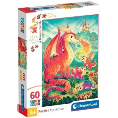 Puzzle 60 el. SuperColor. A Dragon Family Clementoni