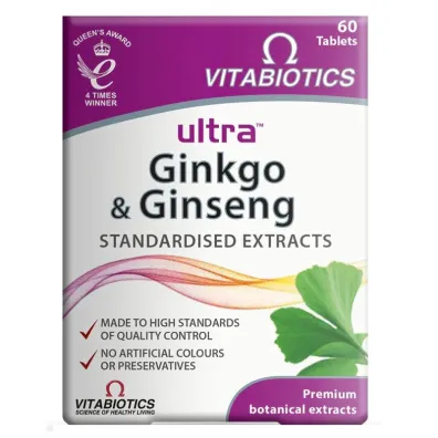 Vitabiotics Ultra Ginkgo & Ginseng suplement diety z mi�orz�bem japo�skim i �e�-szeniem 60 tab.