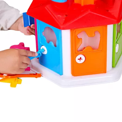 SORTER DOMEK EDUKACYJNY Z KLUCZAMI ZESTAW KLOCKI KSZTA�TY KOLORY Maksik