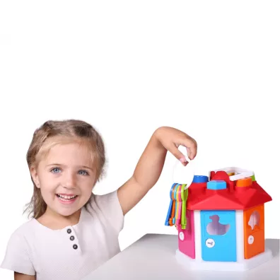 SORTER DOMEK EDUKACYJNY Z KLUCZAMI ZESTAW KLOCKI KSZTA�TY KOLORY Maksik