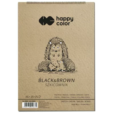 Happy Color Szkicownik na spirali BLACK&BROWN, A5, 80g, 50 arkuszy 50 kartek
