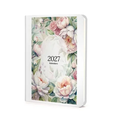 Kalendarz 2027 A6 Photo Mat Tygodnio. Bia�y kwiaty