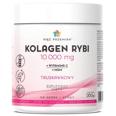 Pi�� Przemian Kolagen rybi + msm + witamina c truskawkowy w proszku bezglutenowy 300 g