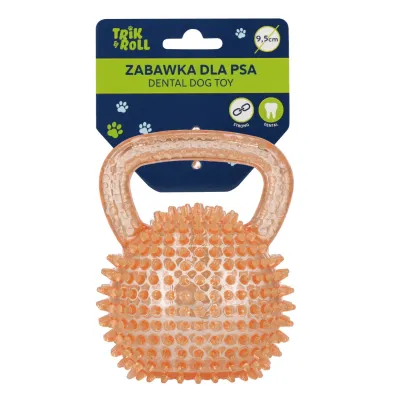 Zabawka dla psa Pi�ka 9,5cm z uchwytem pomara�czowy TRIK&ROLL 560870