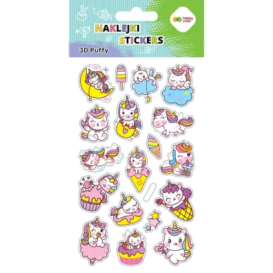 Happy Color Naklejki 3D PUFFY-Unicorns 10x20cm
