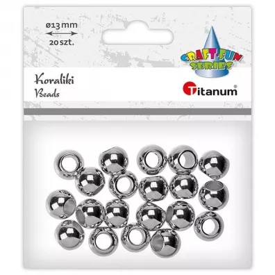 Titanum Koraliki plastikowe srebrne 13mm