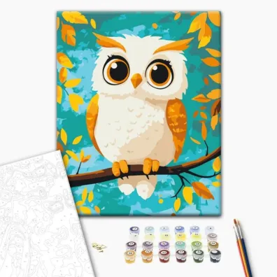 Brushme Malowanie po numerach - Kids Sowa 30x40cm