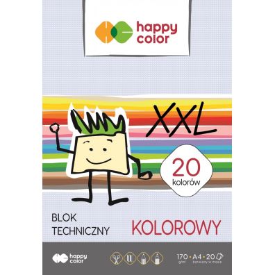 Happy Color Blok techniczny, kolorowy, A4, 170g, 20 arkuszy 20 kartek