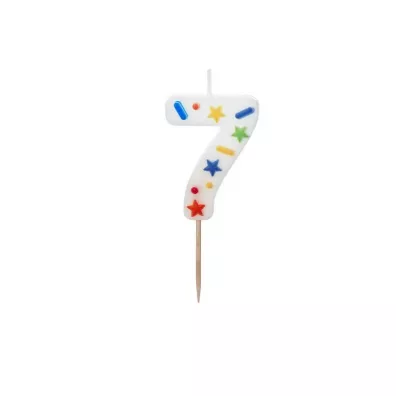 PartyDeco wieczka urodzinowa 7 biaa konfetti 5.5cm