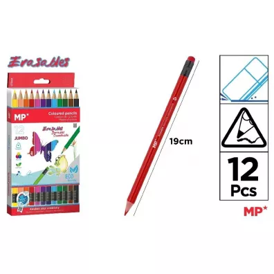 Mp Main Paper Kredki o��wkowe �cieralne z gumk� Jumbo 12 szt.