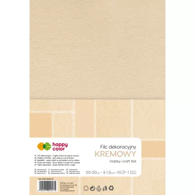 Filc dekoracyjny 20x30 cm 1,5 mm 5 ark. Kremowy Happy Color