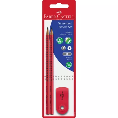 Faber-Castell Zestaw 2 o��wki grip+gumka sleeve mini transparentna