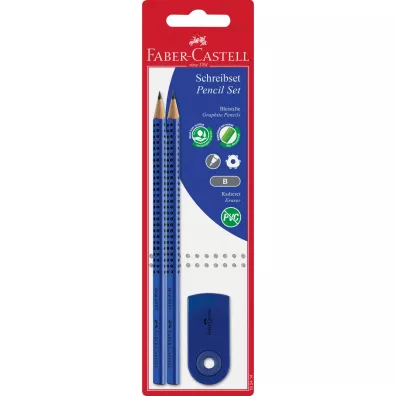 Faber-Castell Zestaw 2 o��wki grip+gumka sleeve mini transparentna