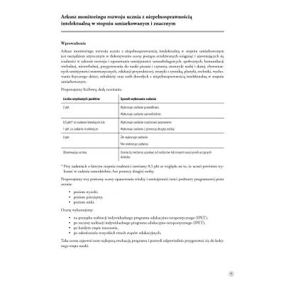 Ucz� si� i rozwijam. Arkusz monitoringu. Cz�� 1. Materia�y do obserwacji rozwoju ucznia z niepe�nosprawno�ci� intelektualn� w stopniu umiarkowanym i znacznym