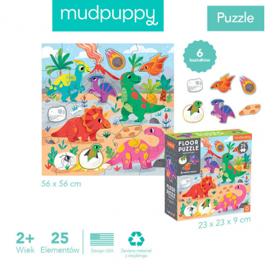 Puzzle podogowe Park dinozaurw z elementami specjalnymi 2+ Mudpuppy