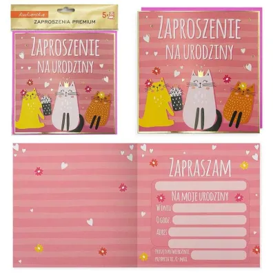 Kukartka Zaproszenie Urodziny 5 szt.