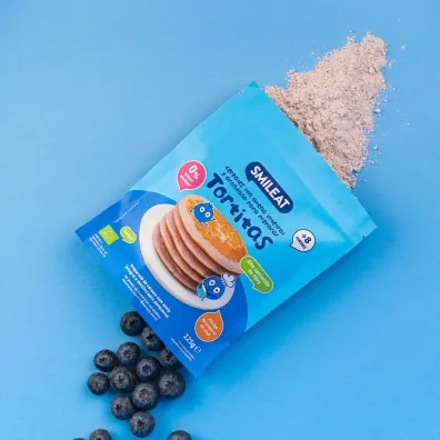 Smileat Tortitas, Mieszanka z pe�noziarnistych p�atk�w owsianych i jag�d do nale�nik�w, 8 m+ 125 g Bio