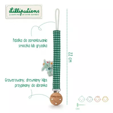 Lilliputiens Zawieszka do smoczka ECO z drewnianym klipsem Smok Joe 0 m+