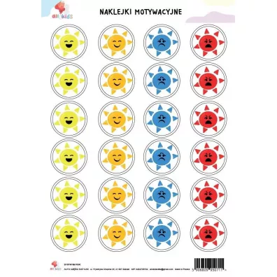 All4Kids Naklejki motywacyjne A4 dla dzieci s�oneczka