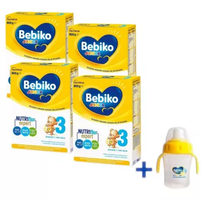 Bebiko Junior 3 Mleko modyfikowane dla dzieci powy�ej 1. roku �ycia Zestaw kubek + 4 x 800 g