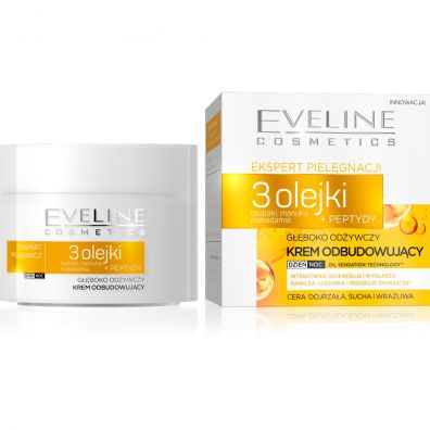Eveline Cosmetics Ekspert Pielęgnacji 3 Olejki głęboko odżywczy krem odbudowujący na dzień i na noc 50 ml