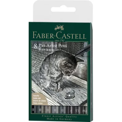 Faber-Castell Pitt artist pen b grey&black etui 8 szt.