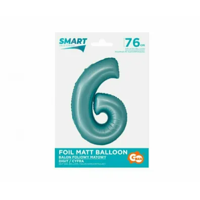 Godan Balon foliowy Smart cyfra 6 niebieski matowy 76cm