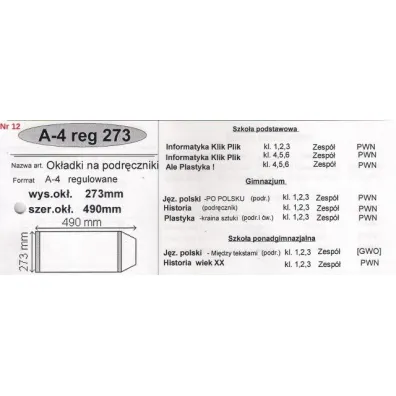 Narnia Ok�adka na podr�cznik A4 regulowana nr 12 25 szt.