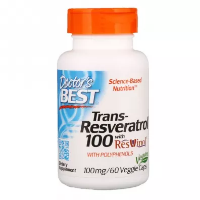 Doctors Best Trans-Resveratrol 100 mg + Polifenole 80 mg Suplement diety 60 kaps.