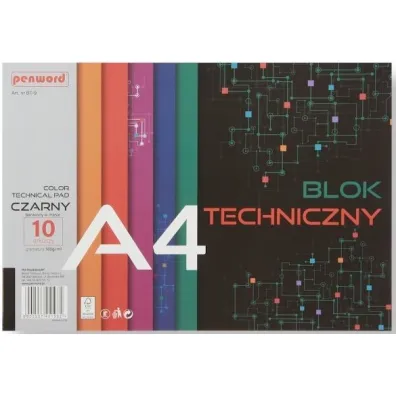 Polsirhurt Blok techniczny A4 Premium czarny 180g 10 arkuszy