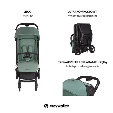 Easywalker Kompaktowy w�zek spacerowy ze zintegrowan� torb� transportow� Coral Green