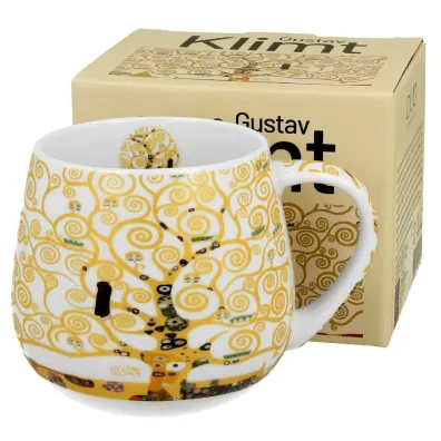 Duo Sp. z o.o. Porcelanowy kubek baryka Klimt Ecru Tree Of Life 430 ml