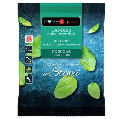 Pure&Good Cukierki eukaliptusowo - mi�towe ze stewi� bez cukru 50 g