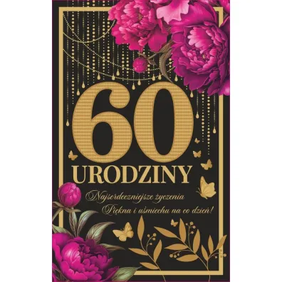 Art Nuvo Karnet 60 urodziny damskie z�ocone (13x20,5cm) UCK-03