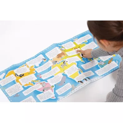 Puzzle 60 el. Mapa �wiata Zwierz�ta z figurkami Bright Junior Media